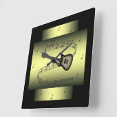 エレキギター~ミュージカル旋回~ノート~ * ~ スクエア壁時計 (傾斜)