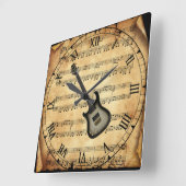 エレキギター~ヴィンテージシーツ音楽の背景~ スクエア壁時計 (傾斜)