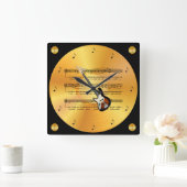 エレキギター～楽譜～金ゴールドレコード～ スクエア壁時計 (ホーム)