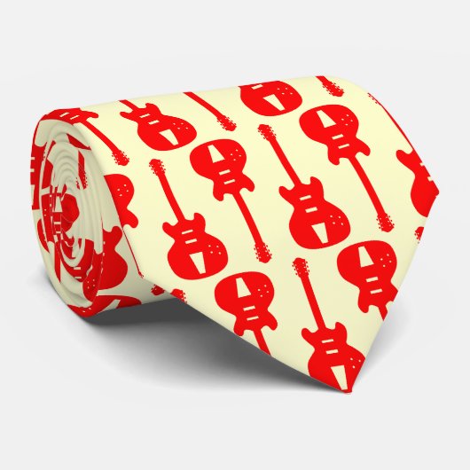 エレキギター – 赤いクリーム ネクタイ (ロール)