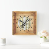 エレキギター~3次元~フォークアートボックス~ スクエア壁時計 (ホーム)