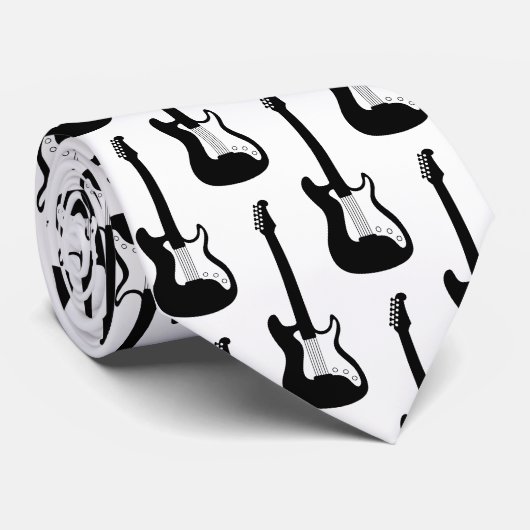 エレキロックギタープリントギタリスト用ネックタイ ネクタイ (ロール)