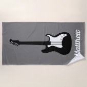 エレキロックミュージックギター名前をカスタムするビーチタオル ビーチタオル (正面)