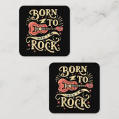 エレキ生まれタのギターをロックする スクエア名刺 (正面/裏面)