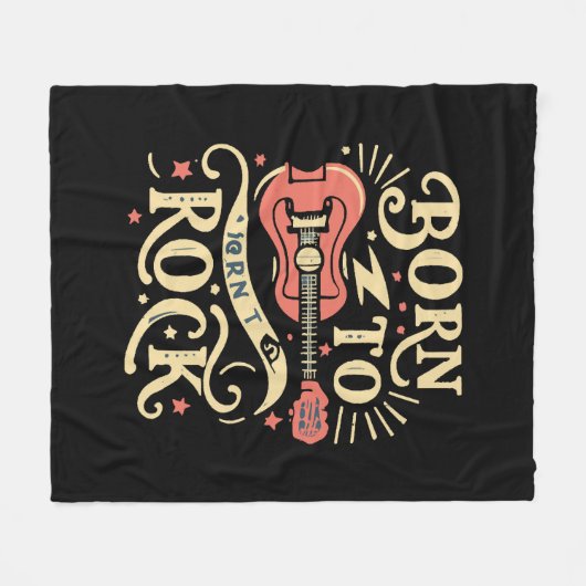 エレキ生まれタのギターをロックする フリースブランケット (正面(横))