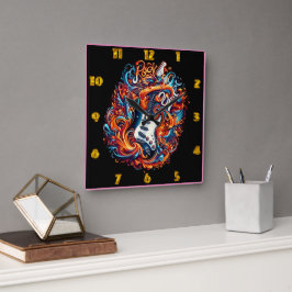 エレキ鮮やかュギターはエネルギーで破裂する スクエア壁時計