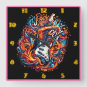 エレキ鮮やかュギターはエネルギーで破裂する スクエア壁時計 (正面)