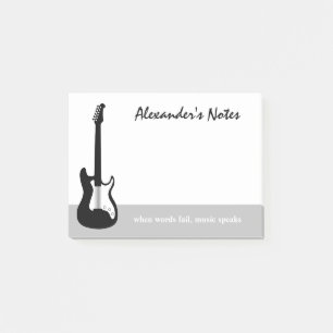 エレキ・ロック・ギターはギタリストにノートを付ける ポストイット