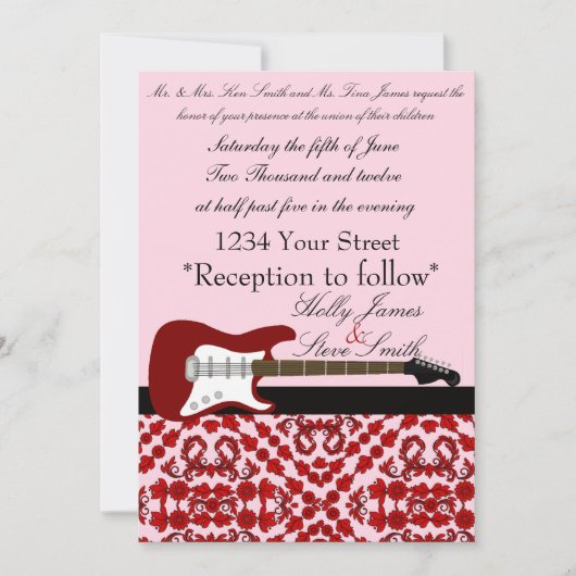エレクエレガントティギター結婚式招待状 招待状 (正面)