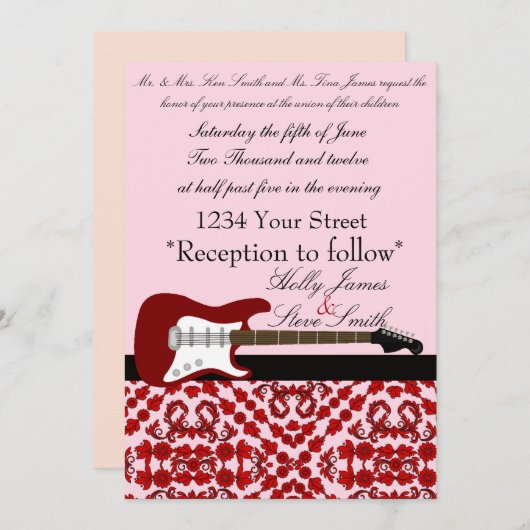 エレクエレガントティギター結婚式招待状 招待状 (正面/裏面)