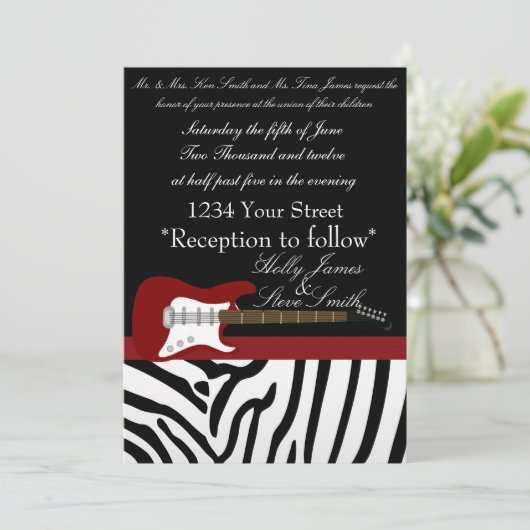 エレクエレガントティギター結婚式招待状 招待状 (スタンド正面)