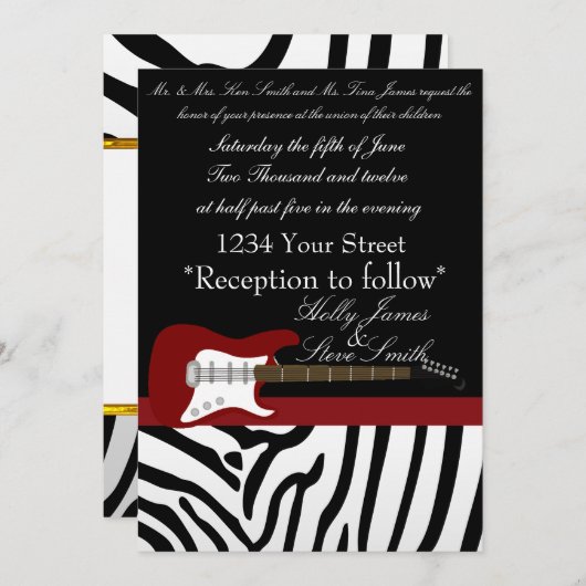 エレクエレガントティギター結婚式招待状 招待状 (正面/裏面)