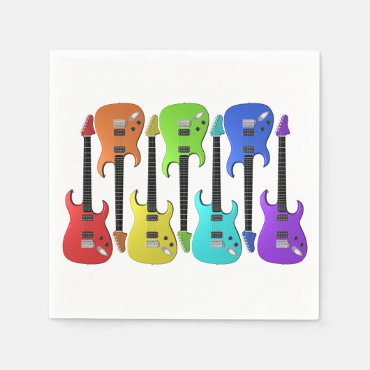 エレクカラフルティギター紙ナプキンス スタンダードカクテルナプキン (正面)