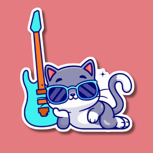 エレククールティギター防水猫 シール