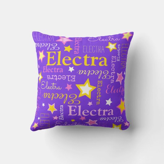 エレクトラの名前はスターピンクの黄色の紫 クッション (裏面)