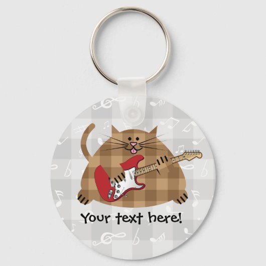 エレクトリカット – エレキギター子猫ミュージシャン キーホルダー (正面)