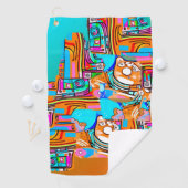 エレクトリックオレンジとシアンの夢 – 抽象芸術ポップ・アートの設計 ゴルフタオル (インサイチュ)