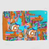 エレクトリックオレンジとシアンの夢 – 抽象芸術ポップ・アートの設計 ゴルフタオル (横)