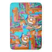 エレクトリックオレンジとシアンの夢 – 抽象芸術ポップ・アートの設計 バスマット (正面縦)