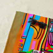 エレクトリックオレンジとシアンの夢 – 抽象芸術ポップ・アートの設計 ビーチタオル (インサイチュ)