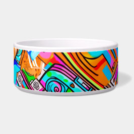 エレクトリックオレンジとシアンの夢 – 抽象芸術ポップ・アートの設計 ボウル