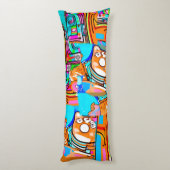 エレクトリックオレンジとシアンの夢 – 抽象芸術ポップ・アートの設計 ボディピロー (裏面 (縦))