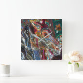 エレクトリックカラーズファイリースティード回転木馬ホースアート スクエア壁時計 (ホーム)