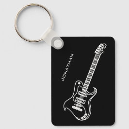 エレクトリックギタモダンーミニマルブラックパーソナライズされた キーホルダー