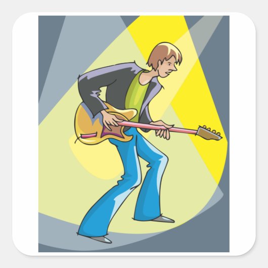 エレクトリックギタリストスクエアステッカー スクエアシール (正面)