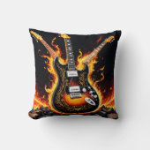 エレクトリックギターがステージで燃え上がる クッション (正面)