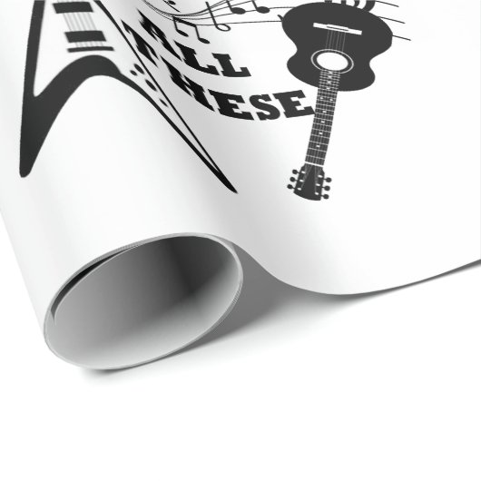 エレクトリックギターとアコースティックギターのミュージックノート ラッピングペーパー (ロールコーナー)