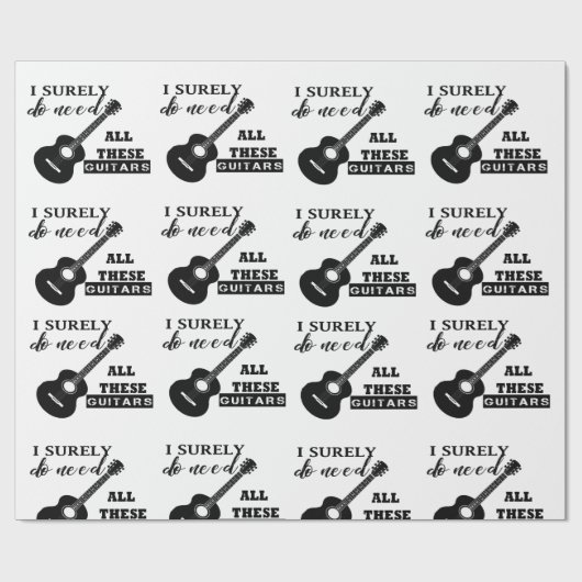 エレクトリックギターとアコースティックギターのミュージックノート ラッピングペーパー (フラット)