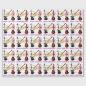 エレクトリックギターとアコースティックギター音楽ノートクリスマス ラッピングペーパー (フラット)