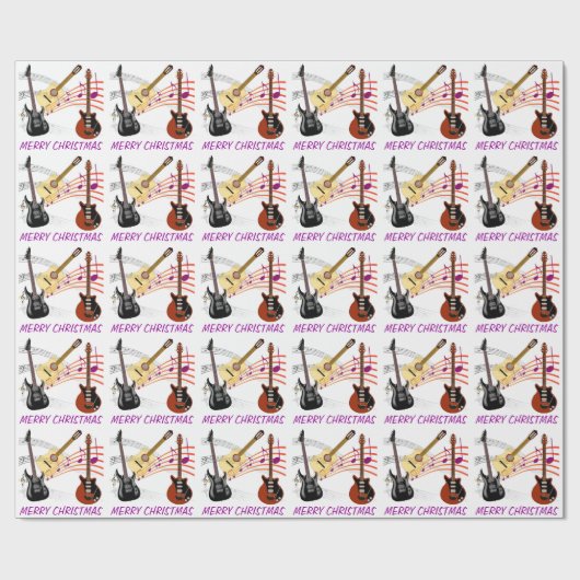 エレクトリックギターとアコースティックギター音楽ノートクリスマス ラッピングペーパー (フラット)