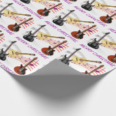 エレクトリックギターとアコースティックギター音楽ノートクリスマス ラッピングペーパー (角)