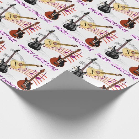 エレクトリックギターとアコースティックギター音楽ノートクリスマス ラッピングペーパー (角)