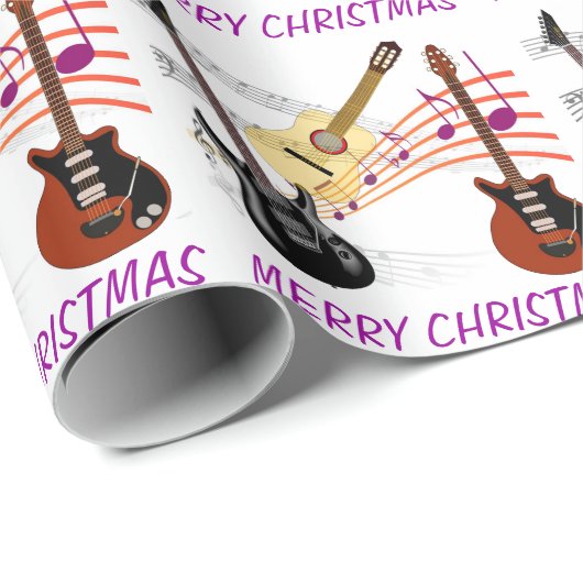エレクトリックギターとアコースティックギター音楽ノートクリスマス ラッピングペーパー (ロールコーナー)