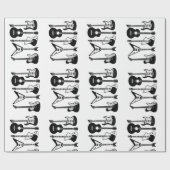 エレクトリックギターとアコースティックギター音楽ノートクリスマス ラッピングペーパー (フラット)