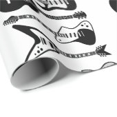 エレクトリックギターとアコースティックギター音楽ノートクリスマス ラッピングペーパー (ロールコーナー)