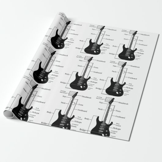 エレクトリックギターとアコースティックギター音楽ノートクリスマス ラッピングペーパー (アンロールド)