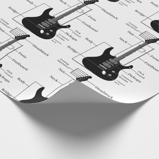 エレクトリックギターとアコースティックギター音楽ノートクリスマス ラッピングペーパー (角)