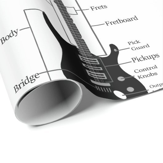 エレクトリックギターとアコースティックギター音楽ノートクリスマス ラッピングペーパー (ロールコーナー)