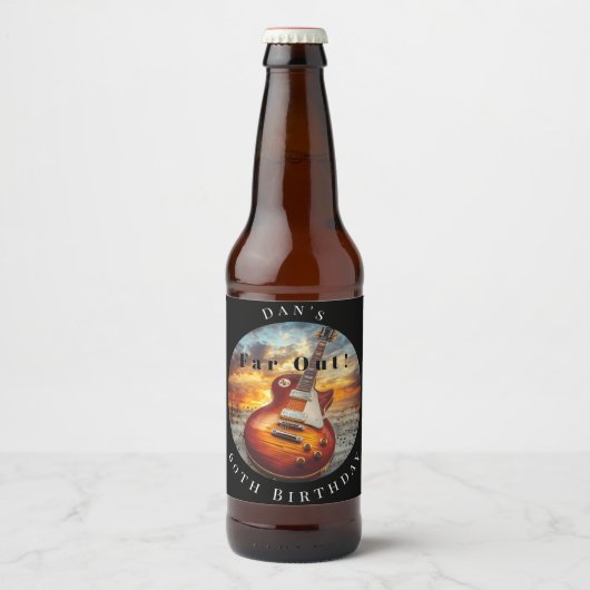 エレクトリックギターの海洋サンセット ビールラベル (正面)