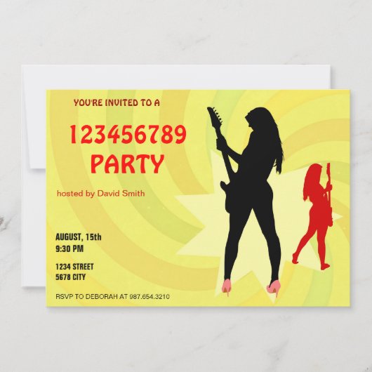 エレクトリックギターを弾く女の子 招待状 (正面)