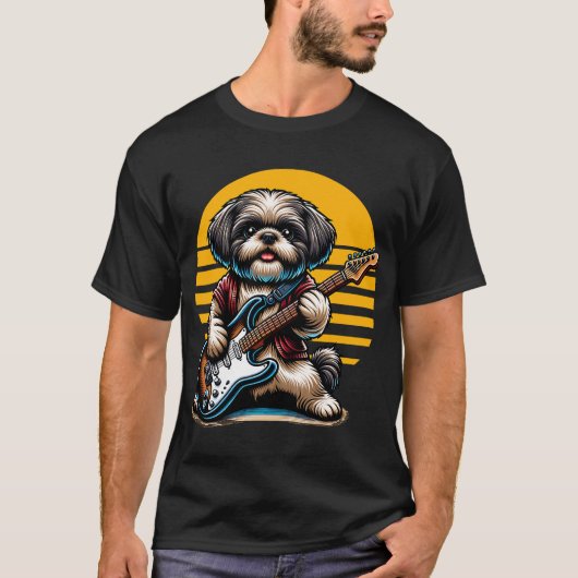 エレクトリックギターを演奏するシーツゥー Tシャツ (正面)