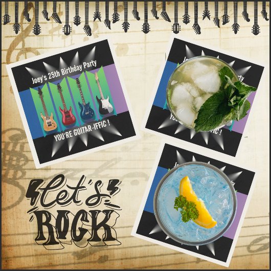 エレクトリックギターコレクションスポットライトパーティーナプキン スタンダードカクテルナプキン