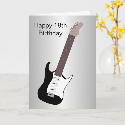 エレクトリックギターパーソナライズされたデザイン18誕生日 カード (黄色い花)