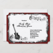 エレクトリックギターブラックレッドミュージック結婚式招待状 招待状 (正面)