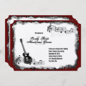 エレクトリックギターブラックレッドミュージック結婚式招待状 招待状 (正面/裏面)