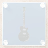 エレクトリックギターブルーブラックポップ・アートのアート ガラスコースター (裏面)